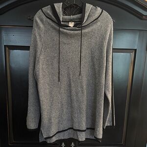 Rhonda Shear Gray Sweater with Black Trim